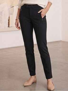 Vince Black Tailored Ponte Zip-Pocket Pants